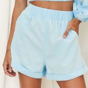 High Waisted Light Blue Shorts